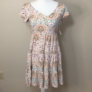 NWT SO Juniors Coral/White All-over Print Sundress, Size Small